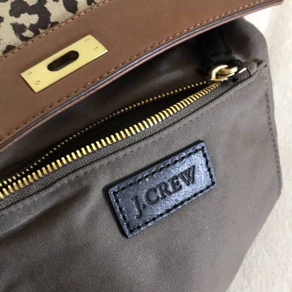 J. Crew envelope clutch Leopard print Linen cotton Canvas w Leather trim - Picture 3 of 10